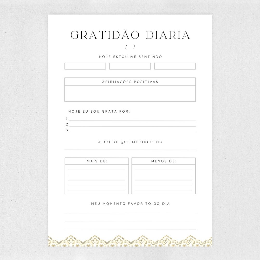 Diário da Gratidão para Imprimir e Digital