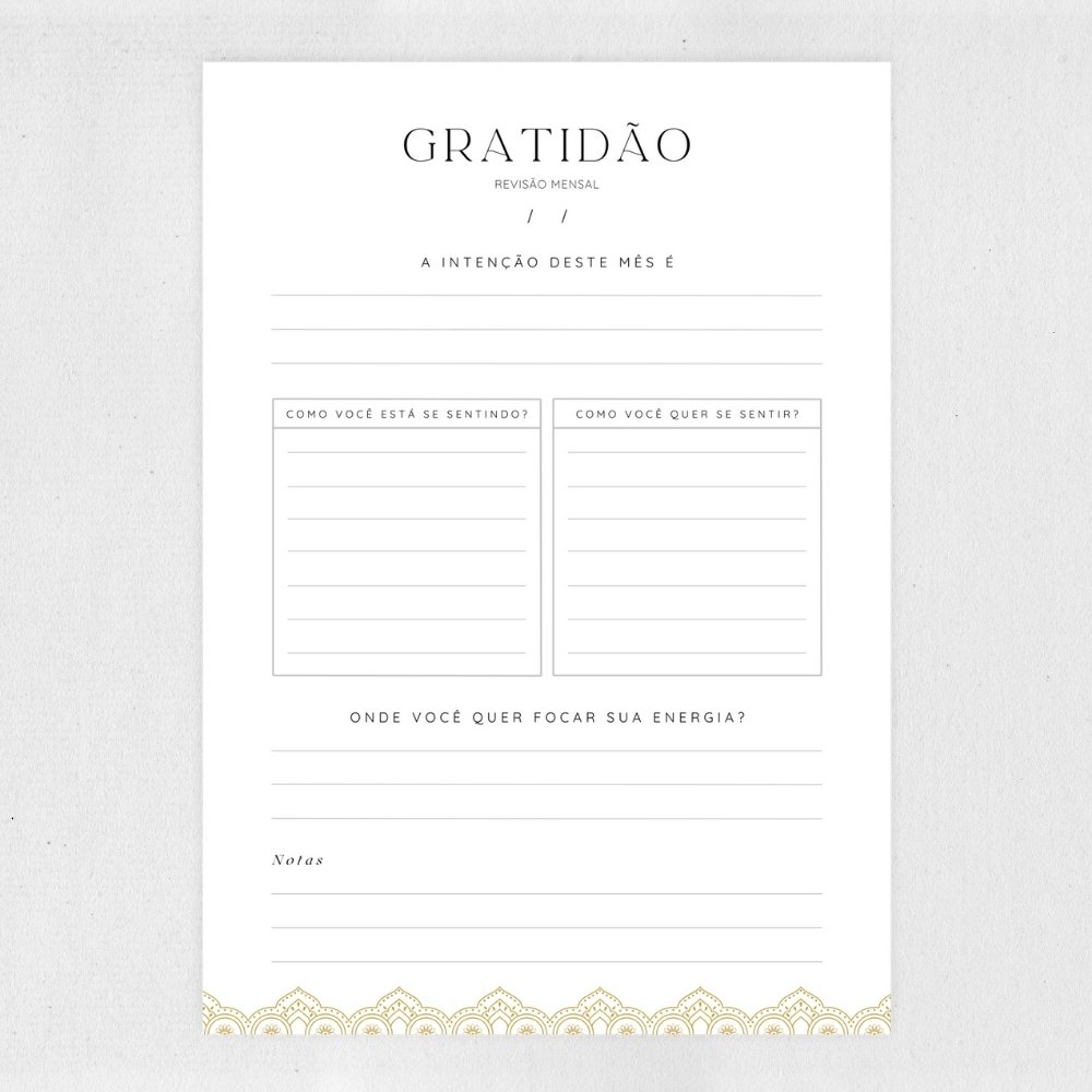 Diário da Gratidão para Imprimir e Digital