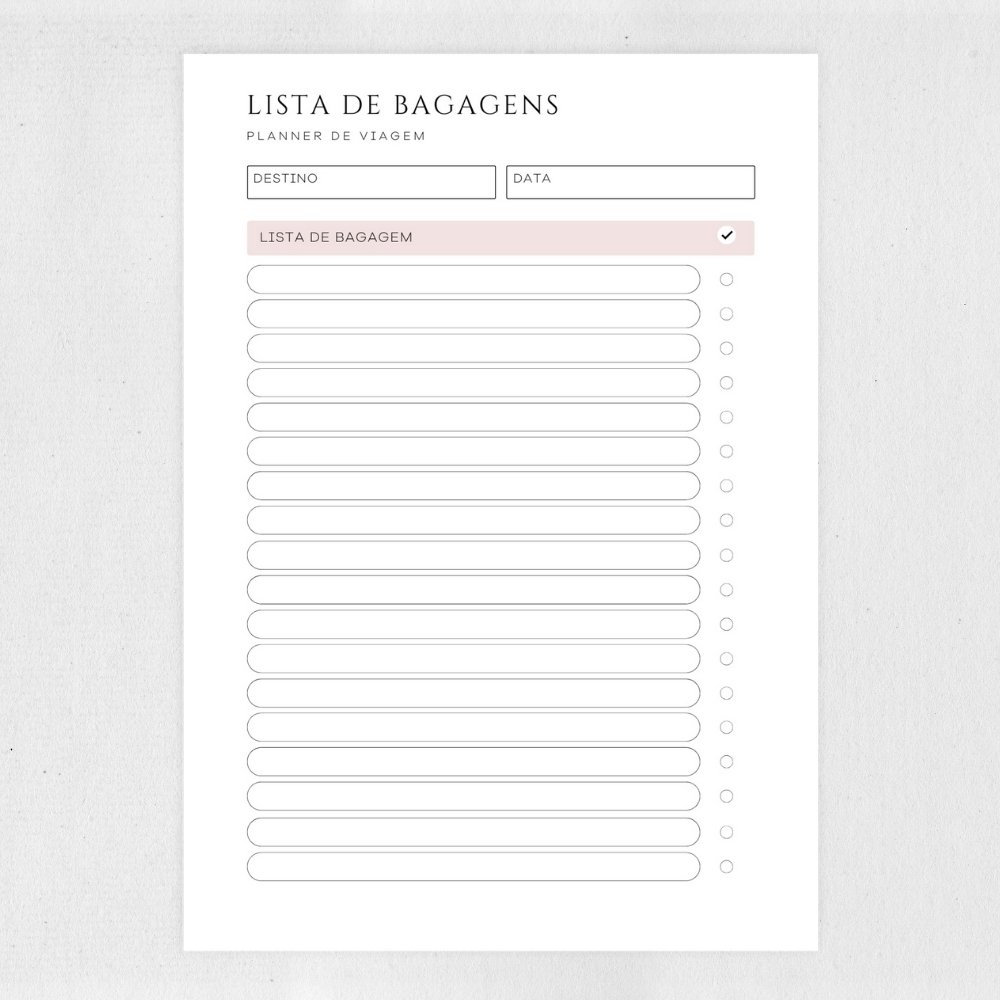 Planner de Viagem para Imprimir e Digital
